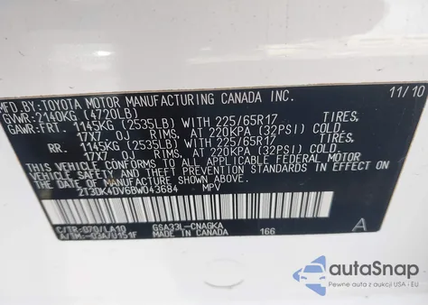 2011 Toyota Rav4 Limited V6 from USA, damaged, VIN 2T3DK4DV6BW043684